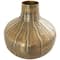 13" Brass Metal Wide Snakeskin Inspired Vase with Dimensional Wavy Accents